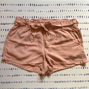 Sanctuary Salmon Pink Tencel Paperbag Tie Waist Shorts